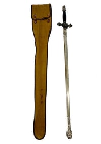 Knights of Columbus Fraternal Masonic Sword and Scabbard, Made in Germany