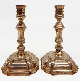 Pair of Hans Jensen Danish Silverplate Candlesticks