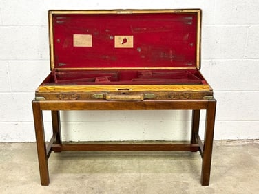 Antique James Purdey and Sons Leather Gun Case End Table
