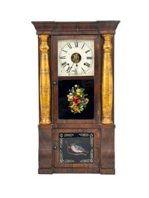 Antique Seth Thomas Eight-Day Weight Mantel Clock w/ Reverse Hand Painted Panels