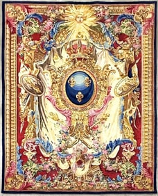 French Coat of Arms of Louis XV Wall Tapestry Rug