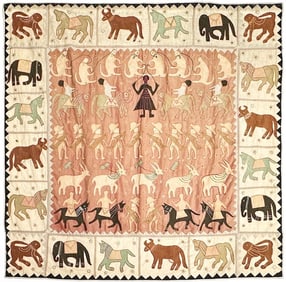 Vintage Indian Kanduri Embroidered Textile With Applique