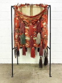 Middle Eastern Camel Saddle w/ Bags on Wrought Iron Stand