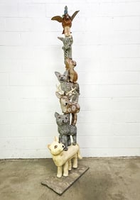 Molly Heizer (b. 1956) Ceramic Totem Sculpture on Metal Base