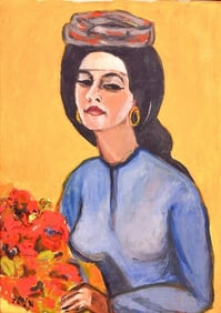 Artist Unknown, Oil on Canvas, Portrait of a Woman from Zsa Zsa Gabor?s Estate
