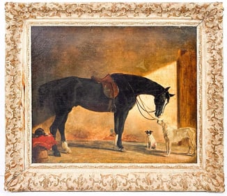 Artist Unknown, Oil on Canvas, Equestrian and Hounds