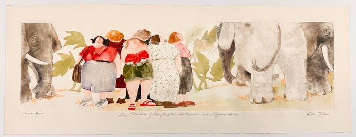 Erika Oller (b. 1956) Monotype on Paper, The Calculus of the Jungle