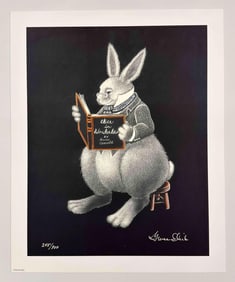 Grace Slick (b. 1939) Glicee on Paper, White Rabbit Remembering the Good Old Days