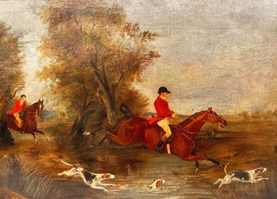 Frederick Christian Lewis (1779-1856) Oil on Board, Fox Hunting Scene