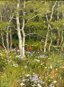 Ralph Oberg (b. 1950) Oil on Panel, Glacier Park Wildflowers, 2004