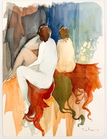 Itzchak Tarkay (1935-2012) Watercolor on Paper, Two Nudes