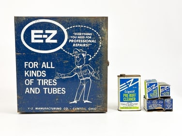 E-Z Tire Repair Advertising Metal Tool Wall Cabinet