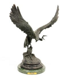 After Jules Moigniez (1835-1894) Bronze Sculpture on Marble Base, Falcon