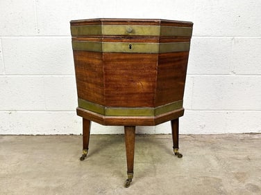 Antique Brass Bound Mahogany Cellarette