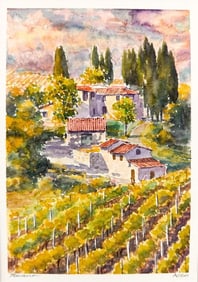Signed Asso, Watercolor on Paper, Toscana