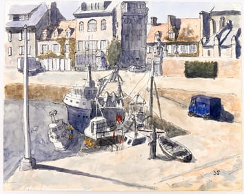Douglas Scott (20th Century) Watercolor on Paper, Barfleur France