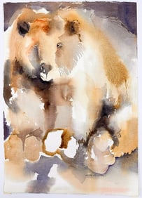 Erika Hoeneman (20th Century) Watercolor on Paper, Bear