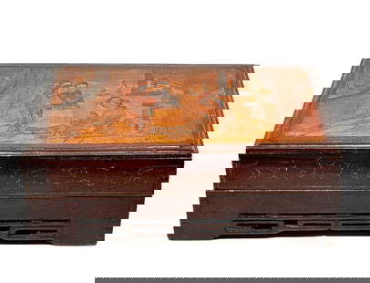 Antique Chinese Lacquer Box: Condition: Very good.  Dimensions: Approx. 16 in. W x 10.5 in. D. x 6 in. H.   Weight: 5.25 lbs.