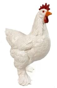 Antique Bavent White Faience Rooster