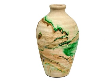 Vintage Nemadji Native American Indian Pottery Swirl Painted Vase