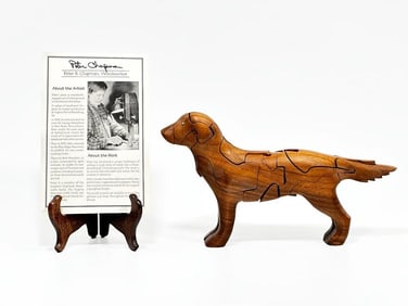 Peter Chapman Three-Dimensional Carved Wood Labrador Dog Puzzle Animal Sculpture
