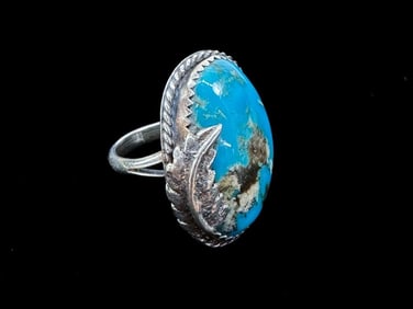 Vintage Turquoise and Silver Ring Size 7