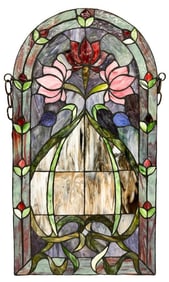 Stained Glass Window with Flowers