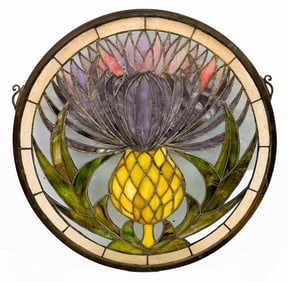 Reproduction Meyda Tiffany Thistle Medallion Stained Glass Window