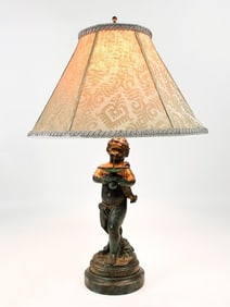 Vintage Cast Metal Cherub Lamp