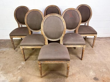 Set of 6 Restoration Hardware Round Back Dining Chairs