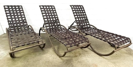 Group of 3 Tropitone Brown Woven Chaise Lounges