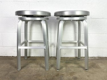 Pair Crate & Barrel Aluminum Stools