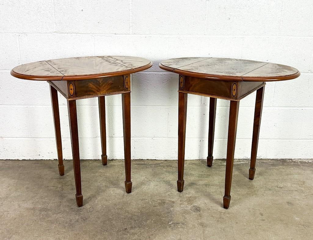 Pair of Hekman Furniture Co Drop Leaf Side Tables w/ Inlay Accents (1 of 10)