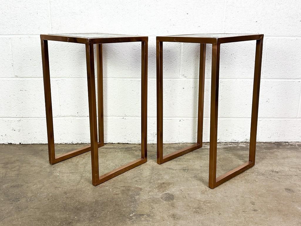 Pair Metal Green Marble End Tables (1 of 5)