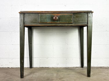 Antique Green Painted Primitive Table w/ Drawer Made from a Cadbury's Chocolate Crate