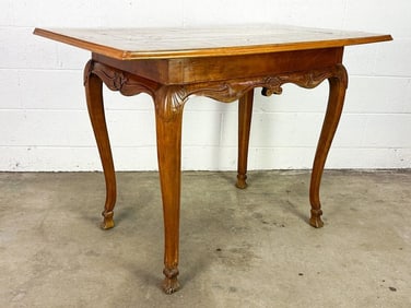 French Style Inlaid and Carved Wood Table