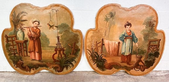 Pair of Antique Oil on Canvas Paintings