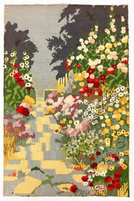 Crewel Needlepoint, Garden Scene