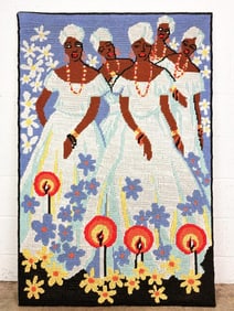 Needlepoint of Baianas Women in White Dresses
