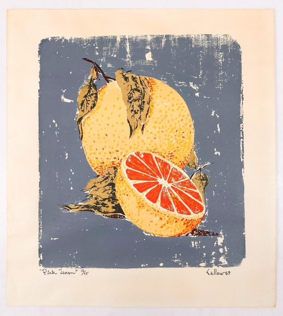 Callow, Lithograph on Paper, Pink Texan, 1969: Description: Titled Pink Texan, edition 12/15. Signed in the lower right corner. Condition: Good condition. One inch tear on the middle left border. One inch of dings on the left border. Top right cor
