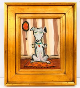 Artist Unknown, Oil on Canvas, Portrait of a Dog