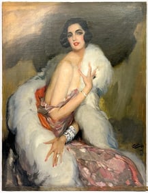 Jean-Gabriel Domergue (1889-1962) Oil on Canvas, Portrait of Flapper 1923