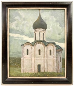 Nikolai Fedorovich Surin (1925-1993) Oil on Canvas, Spaso-Preobrazhenskiy Cathedral, 1970