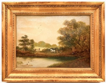 Ramsdale Rich (19th Century) Oil on Canvas, English Riverbank Scene