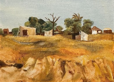 Ray Austin Crooke (1922-2015) Oil on Board, Outback Village