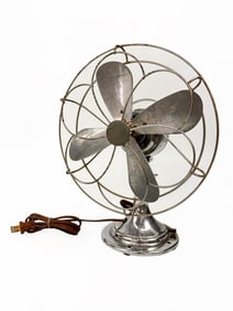 Vintage Delco Electric Chrome Plated Desk Fan