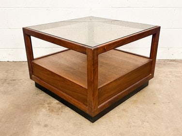 Glenn Midcentury Modern Glass Side Table w/ Drawer Made in California