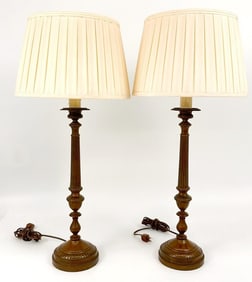 Set of Two Vintage Metal Table Lamps