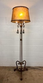 Spanish Revival Wrought Iron Floor Lamp with Mica Shade
