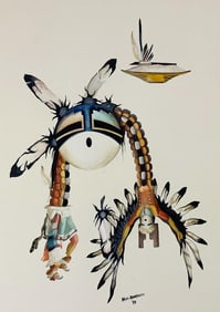 Mark Bowekaty (20th C) Paint on Illustration Board Kachina Dancer 1970